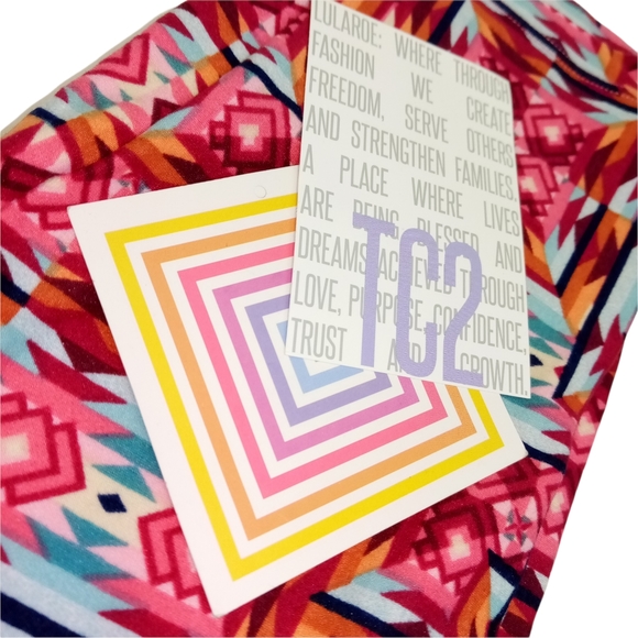 Lularoe Pink Aztec Leggings TC2 - Picture 3 of 8